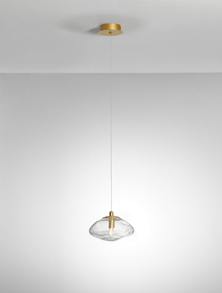 Designerska lampa wisząca NAYARIT LE42897 kryształowa złota