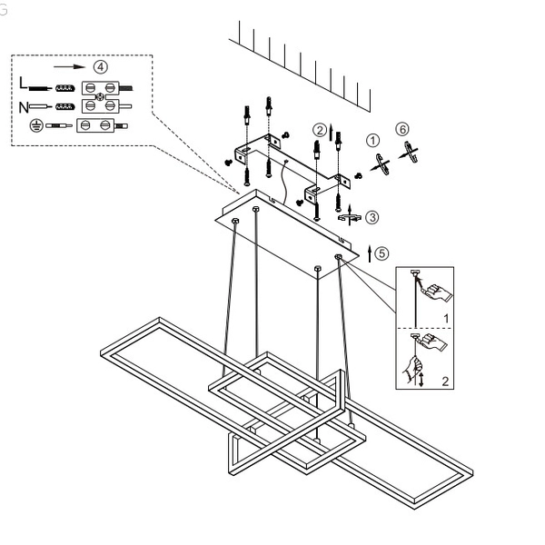 Czarny zwis ledowy ZENITRA DL332320310 ramki 34W 3000K nad łóżko