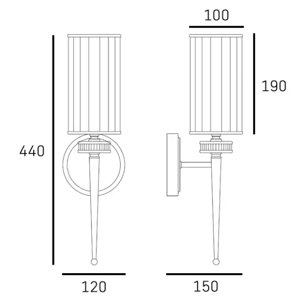 Kinkiet ścienny podłużny art deco HAVEN mosiężny metalowy szklany do salonu W01774BR