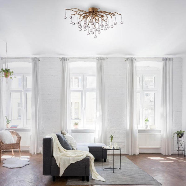 Sufitowa lampa glamour Icicle crystal nad stolik mosiądz