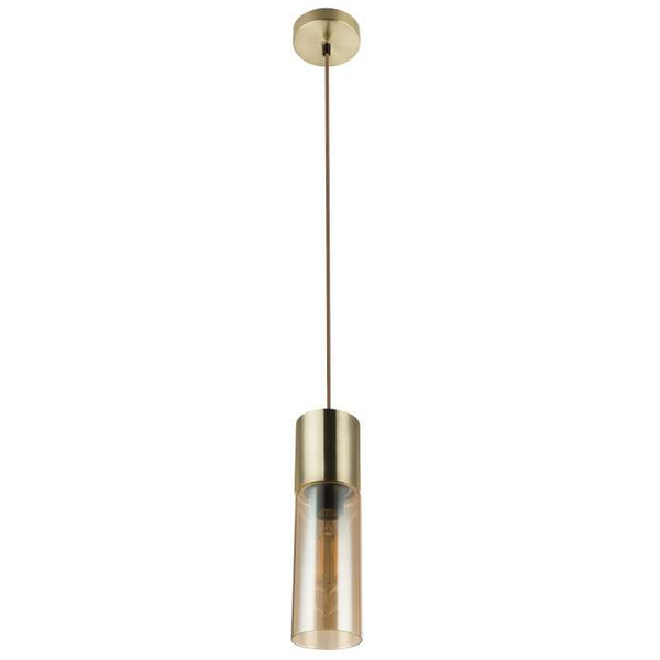 LAMPA wisząca ANNIKA 21000HM Globo szklana OPRAWA loftowy ZWIS tuba mosiężna bursztynowa