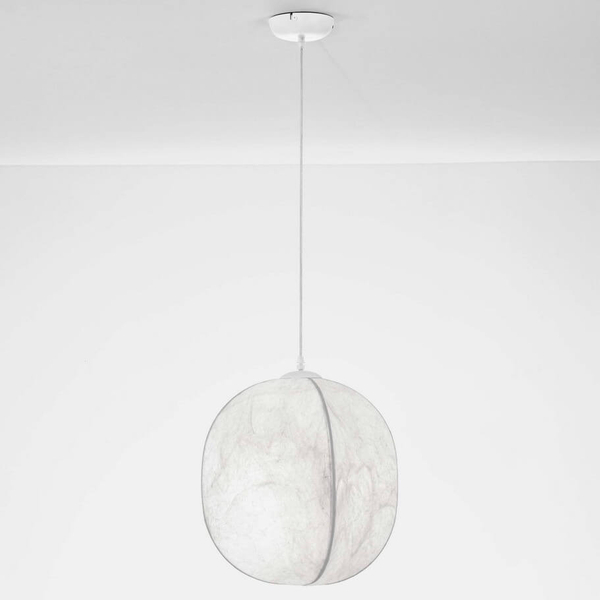 Owalna lampa wisząca MAPIRI LE44747 pajęczyna do salonu jedwabna biała