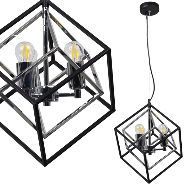 Loftowa LAMPA wisząca IKAR 316370 Polux metalowa OPRAWA zwis kostka czarna