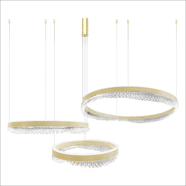 Potrójna lampa wisząca PRECIOSA ML1001 LED 158W 4000K pierścienie złote
