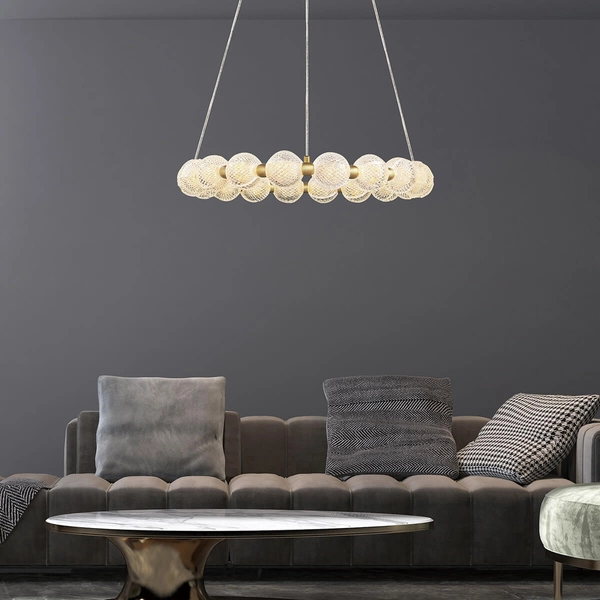 Okrągła wisząca lampa Diamond LP-2202/18P GD Light Prsetige szklana złota