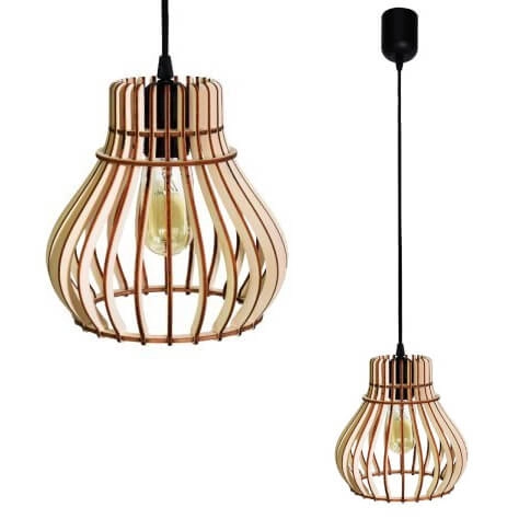 Skandynawska lampa wisząca 137623620200 klatka drewniana