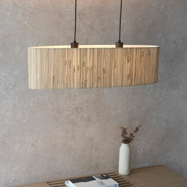 Wisząca lampa drewniana Longshore 101692 beżowy czarny