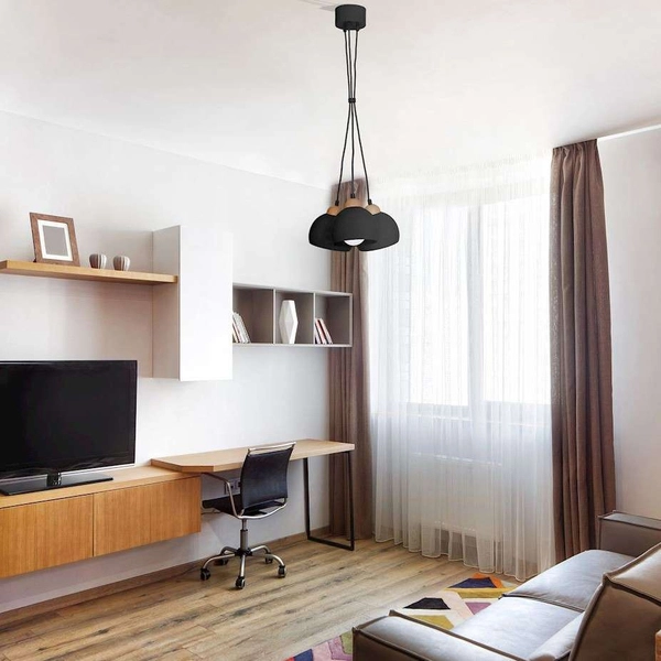 Skandynawska LAMPA wisząca DAMA MLP6580 Milagro kopuły OPRAWA zwis hygge czarny drewno