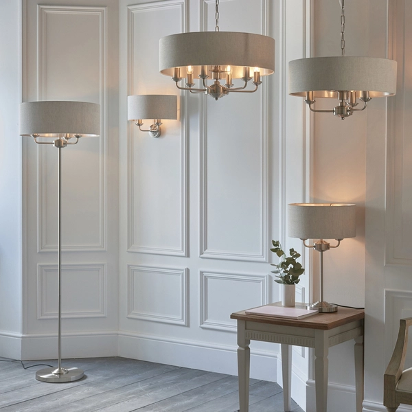 Lampa ścienna abażurowa Highclere 94403 Endon beżowy chrom