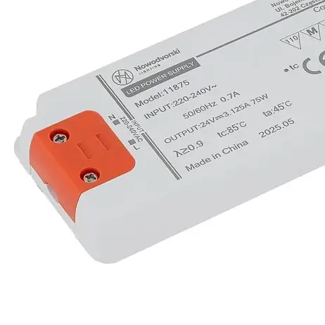 Transformator do szyn 1-obwodowych 75W 24V 11875 biały