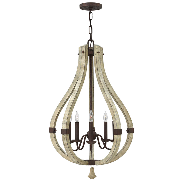 Wisząca lampa rustykalna Middlefield HK-MIDDLEFIELD5 drewniana rdzawa