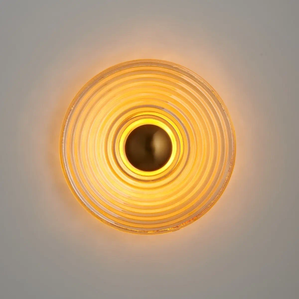 Kinkiet ścienny HELIOS ST-X007W bursztynowy złoty metalowy szklany LED 3W 3000K do salonu