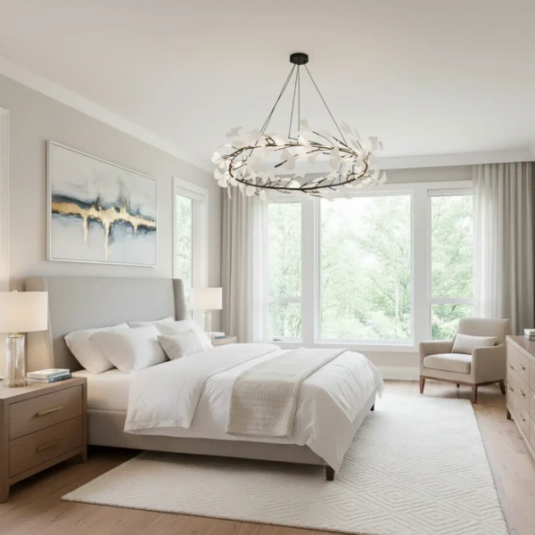 Lampa wisząca Botanika XY080P-80 black liściasta czarna biała