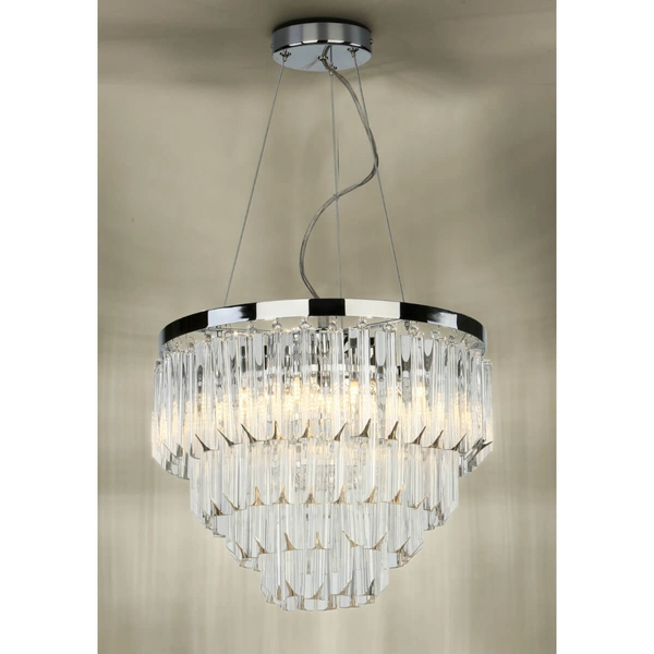 Żyrandol salonowy glamour Fame FAM0538 Dar Lighting metal szkło przezroczysty chrom
