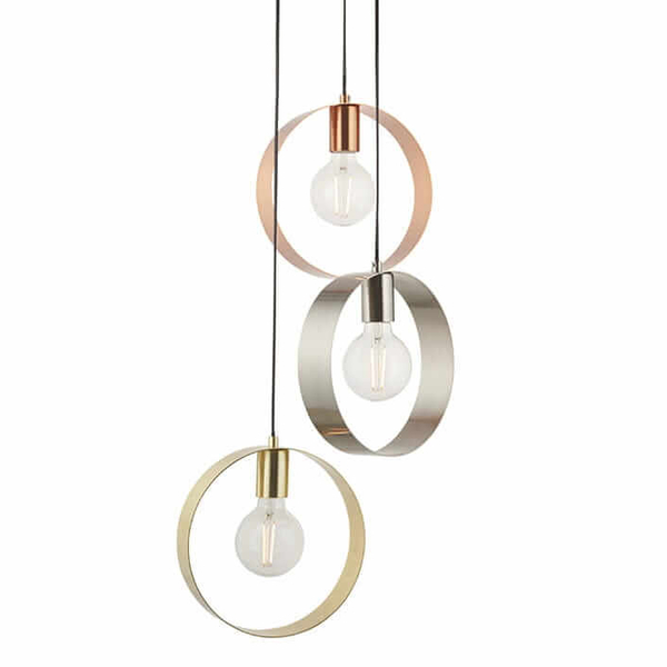 Potrójna lampa wisząca Hoop 81922 Endon do korytarza okręgi miedź mosiądz nikiel