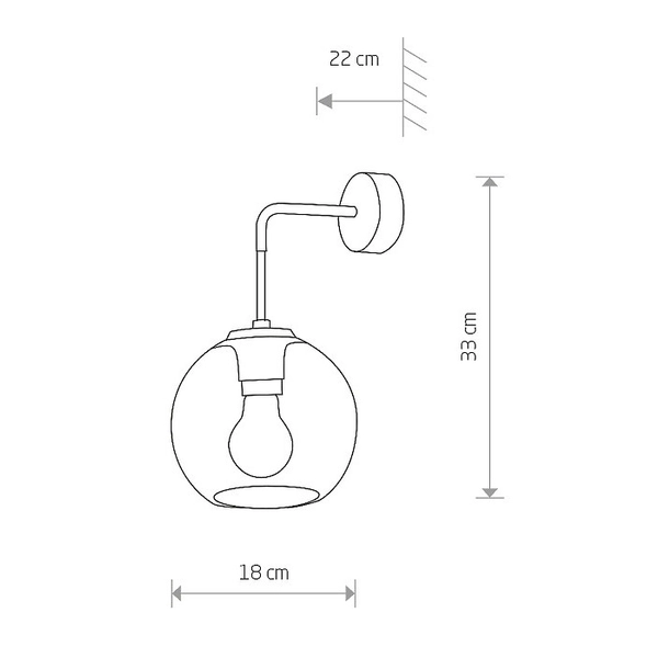 Loftowy kinkiet szklany Vetro 9132 kulista lampa przydymiona