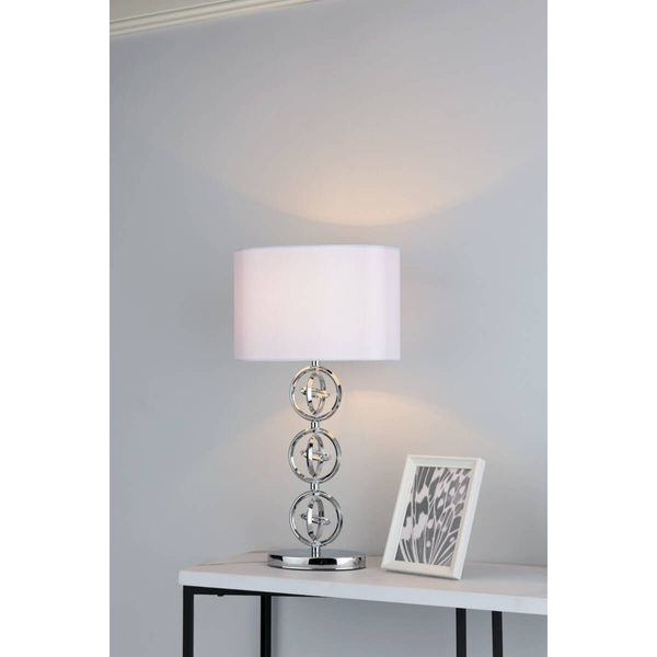 Stołowa lampka z abażurem INNSBRUCK INN4250 do salonu chrom biały