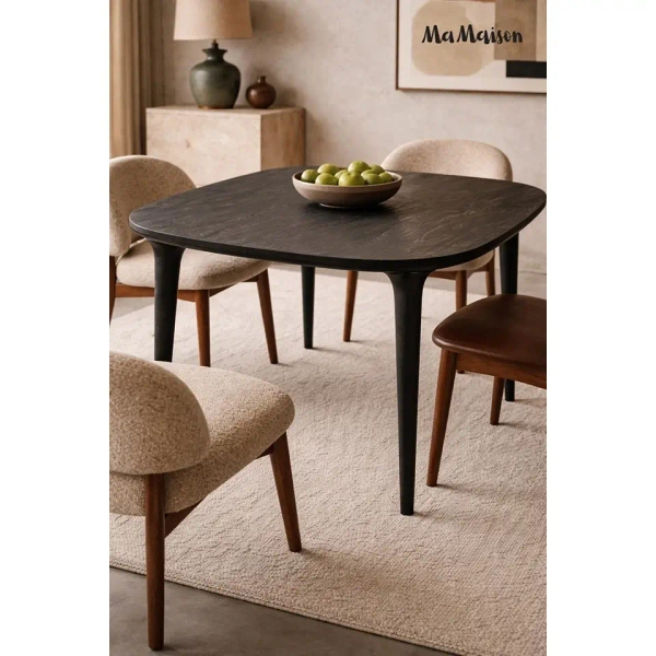 Okrągły stół LAMINAR MM001501100339 czarny drewniany do jadalni 120cm