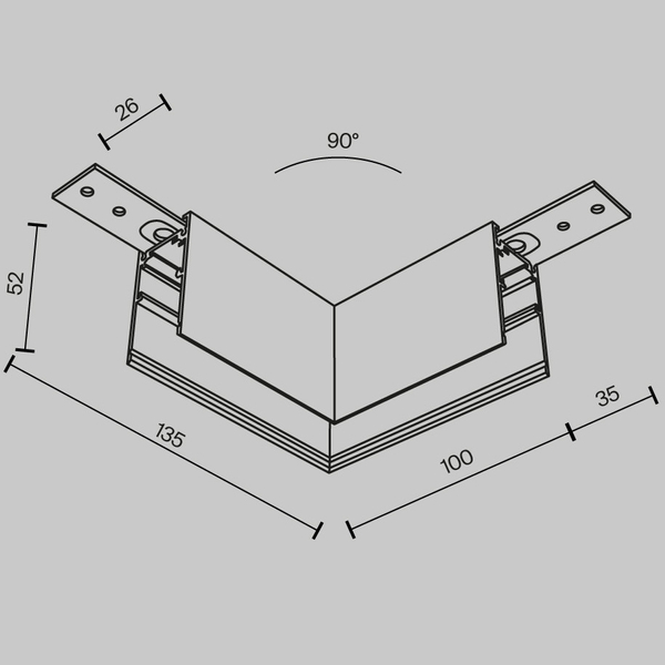 Łącznik-L do szyn magnetycznych Exility TRA034HCL-41W biały