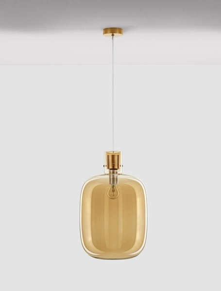 Stylowa lampa wisząca Padre do jadalni złota szampańska