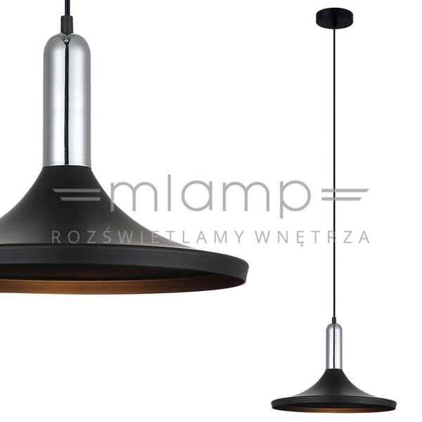 Industrialna LAMPA wisząca LUSTY MDM-3027/1 BK+CR Italux metalowa OPRAWA zwis loft chrom czarny