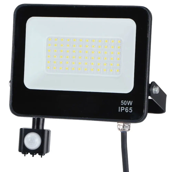 Techniczna lampa halogenowa EKN1627 LED 50W 4000K PIR IP65 czarny