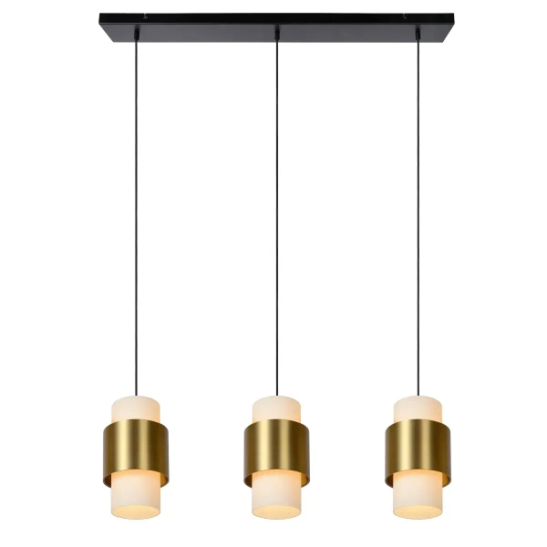 Potrójna wisząca lampa Firmin 45497/03/02 Lucide szklana biała złota