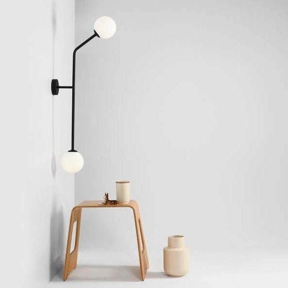 Lampa ścienna loft PURE 1064D1_2 modernistyczny szklane kule białe czarne