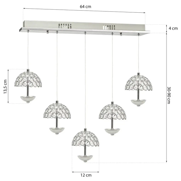 Ledowa wisząca lampa VENUS ML317 LED 5W 4000K kryształowa chrom