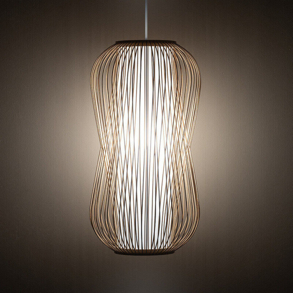 Zwisająca lampa Puket 11162 gniazdo japandi cage bambusowa metalowa biała