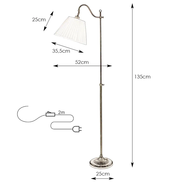 Klasyczna lampa podłogowa Charlestone abażur patyna beżowy