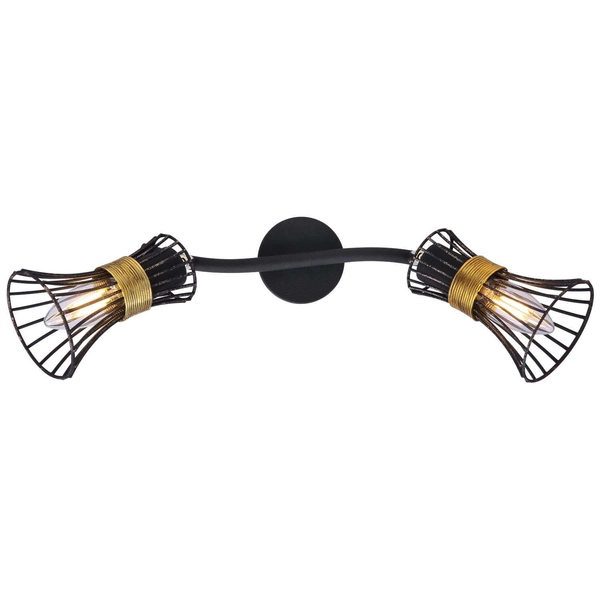 LAMPA ścienna PURRA 54814-2 Globo rustykalna OPRAWA kinkiet klatki druciane industrialne czarne złote