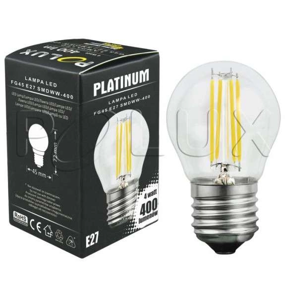 Żarówka dekoracyjna SANICO 305817 Polux E27 G45 4,5W 400 lm 230V kulka industrialna biała ciepła