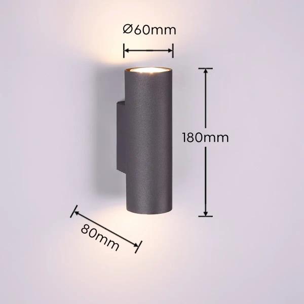 Czarna ścienna tuba MARLEY 212400232 2xGU10 IP20 metalowa ściemnialna