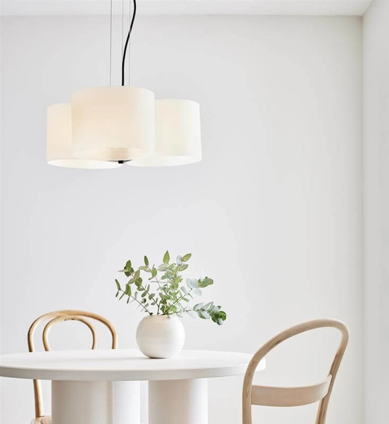 Szklana lampa wisząca Outro nowoczesna nad łóżko biała