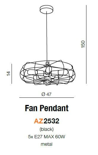 Industrialna lampa wisząca Fan do przedpokoju czarna
