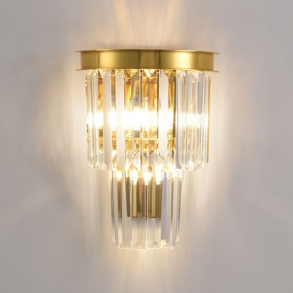 Ścienna lampa Splendore DN915-W Step pałacowy kryształy do salonu złota