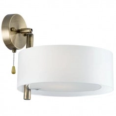 Klasyczny LAMPA ścienna DRS8006/1 21QG Elem abażurowy kinkiet okrągły do sypiani biały mosiądz