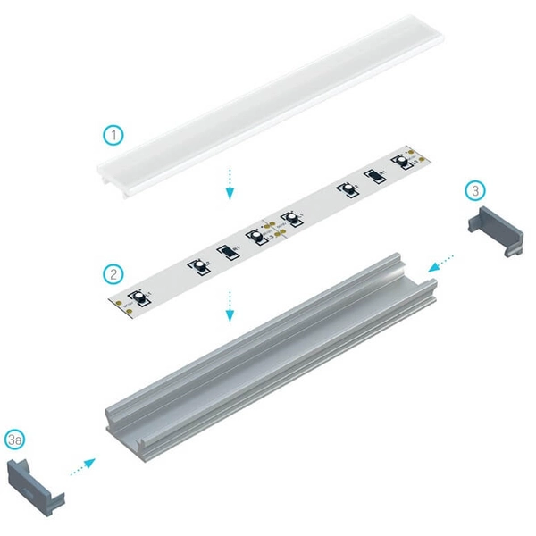 Podłużny profil do taśm EKPR5381 Eko-light 2m srebrny
