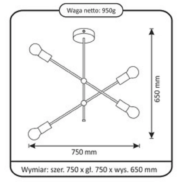 Loftowa LAMPA wisząca MORA 318107 Polux metalowe molekuły ZWIS nad stół chrom