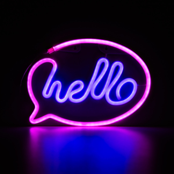 Neonowa Lampa stołowa Neon FM-NL41 LED dziecięca hello różowa biała