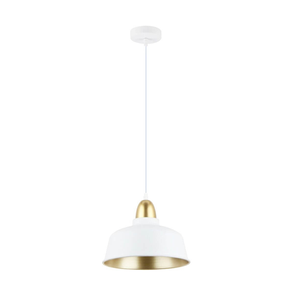 Skandynawska lampa wisząca Mensa metalowa biała złota