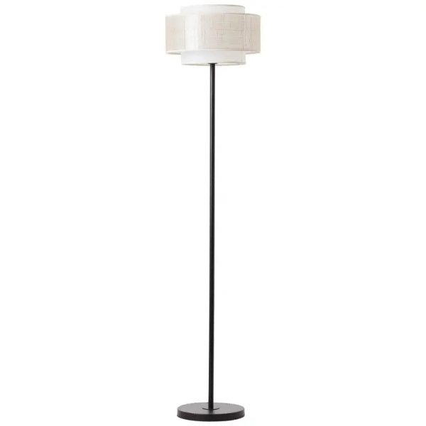 Podłogowa lampa z abażurem Odar 93134/09 czarna beżowa