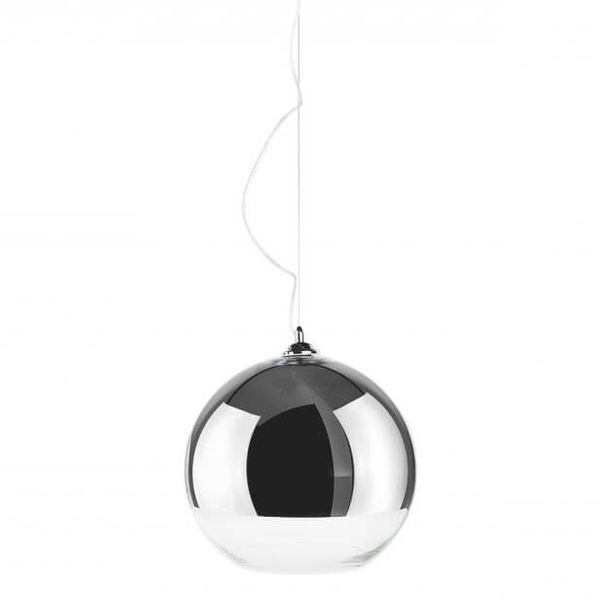 Sypialniana lampa wisząca Silver Ball szklana kula chrom