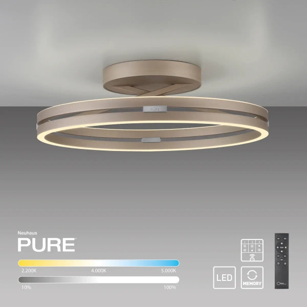Pierścieniowa sufitowa lampa PURE LOOP brązowa 6552-97 2xLED 9W 2200-5000K na pilot