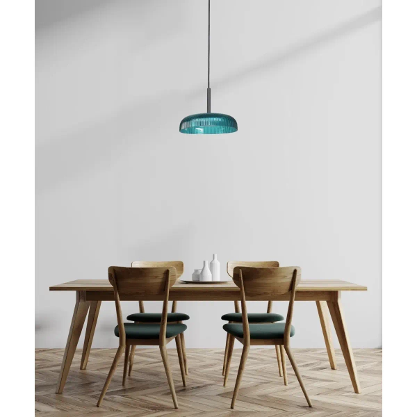 Ryflowana lampa wisząca Colle PND-48529-BK-BLU LED 12W 3000K zielona