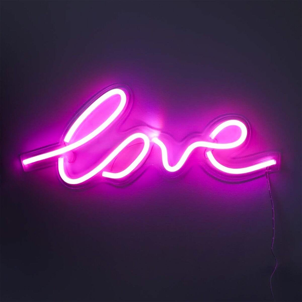 Lampka neonowa LED stołowa Neon FM-WN01 Zumaline love różowa biała