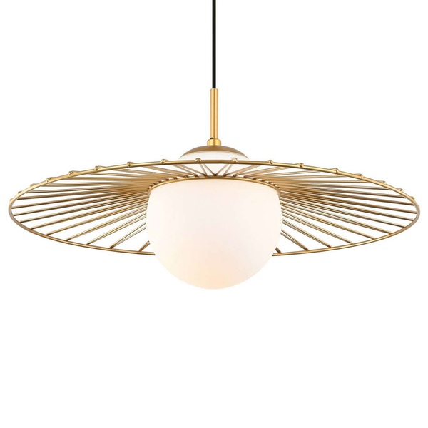LAMPA wisząca SALLY MDM-4003/1 GD Italux druciana OPRAWA szklana kula ball ZWIS loft złoty biały