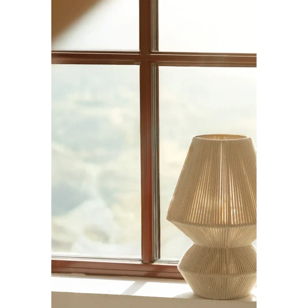 Nocna lampa do sypialni Razzo 108821 metalowa bawełniana nitkowa beżowa