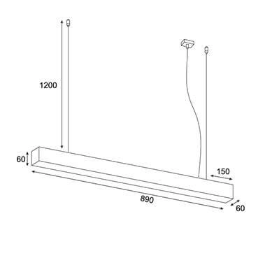Lampa wisząca liniowa Lupinus 5115002102-1 Elkim LED 12W 3000K nad wyspę biała